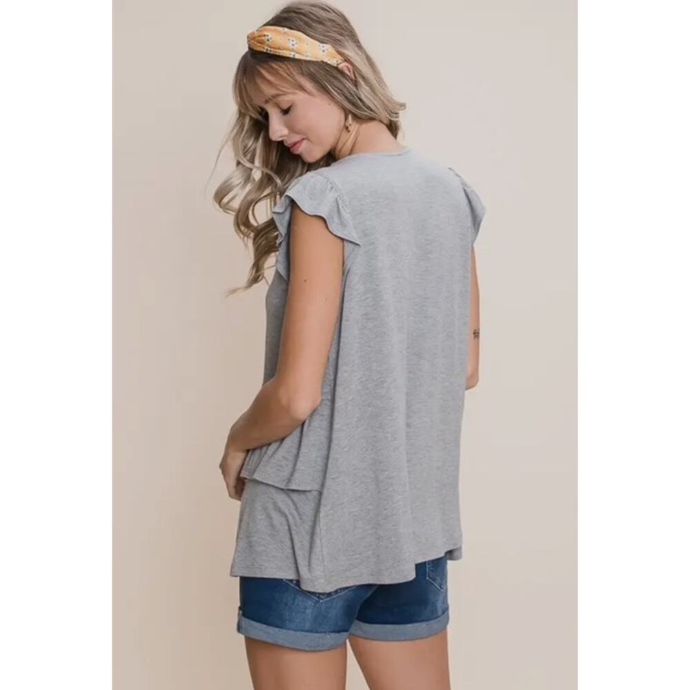 Emerald Collection - Solid Button Flutter Sleeve … - image 3